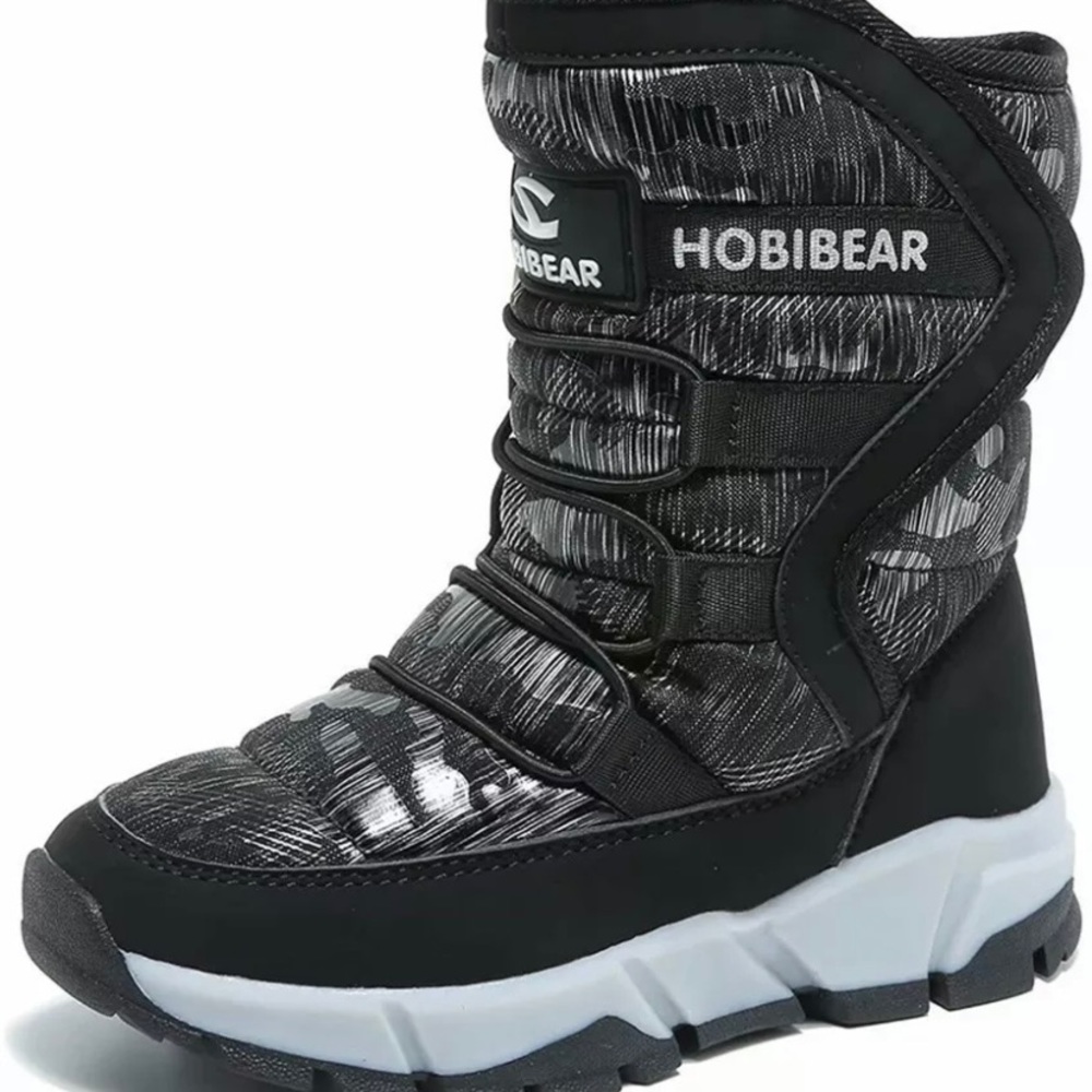 Hobibear Waterproof Round Toe Snow Boots Size 5 Black Fleece Lined Size EUC 37.